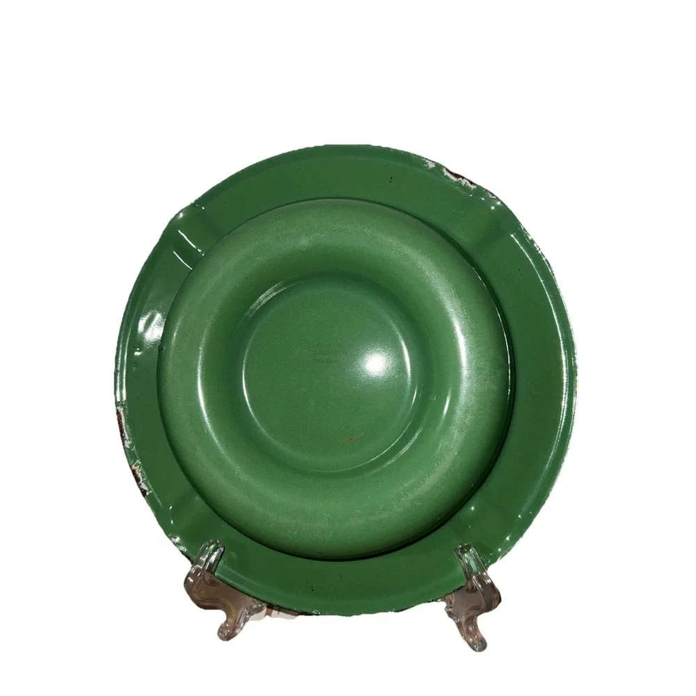 Vintage Schrempp-Printz Bier Green Enamel Advertising Ashtray German Brewery